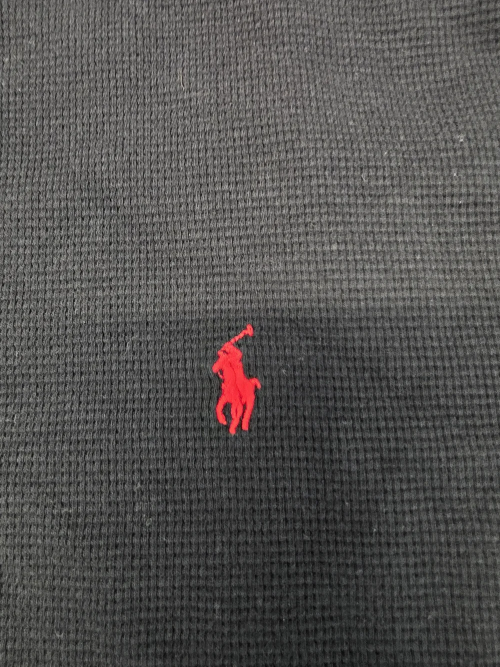 Polo Ralph Lauren Shirt Mens XL Black Waffle Knit Thermal Long Sleeve Logo Tee